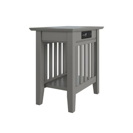 ATLANTIC FURNITURE Atlantic Furniture AH13219 14 x 22 x 22 in. Mission Chair Side Table with Charging Station in Grey AH13219